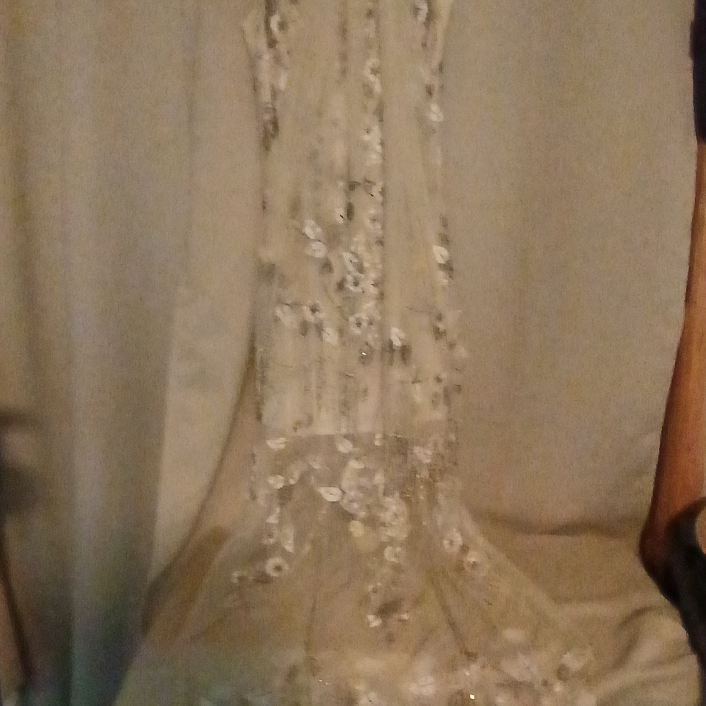Vintage Sue Wong Cream Sequin Embellished Wedding Gown With Shawl - Picture 2 of 10